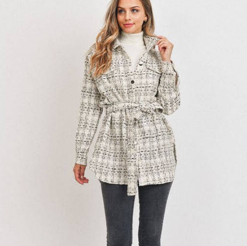 NWT Belted Jacket Tweed Boucle, S-XL